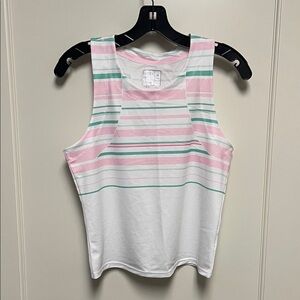 Lucky in Love Pink and Green Striped Tank Top